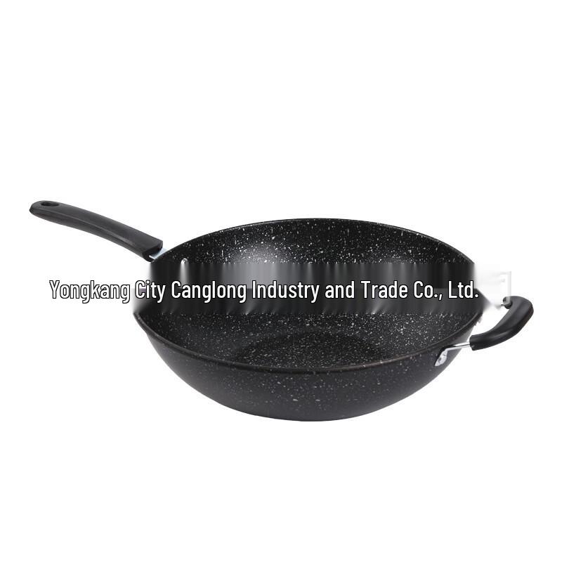 34CM Verfeinerter Eisen-Antihaft-Wok mit Deckel
