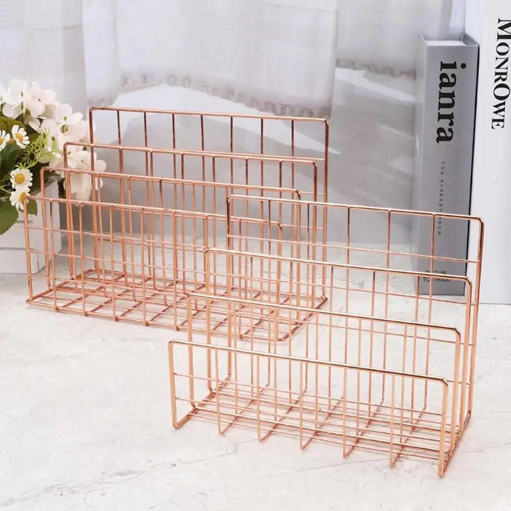Multicolor Iron Bookshelf 3 Compartments Multi-porpose Book Rack Iron Art Hollow Magazine Organiser Shelf Home Decoration