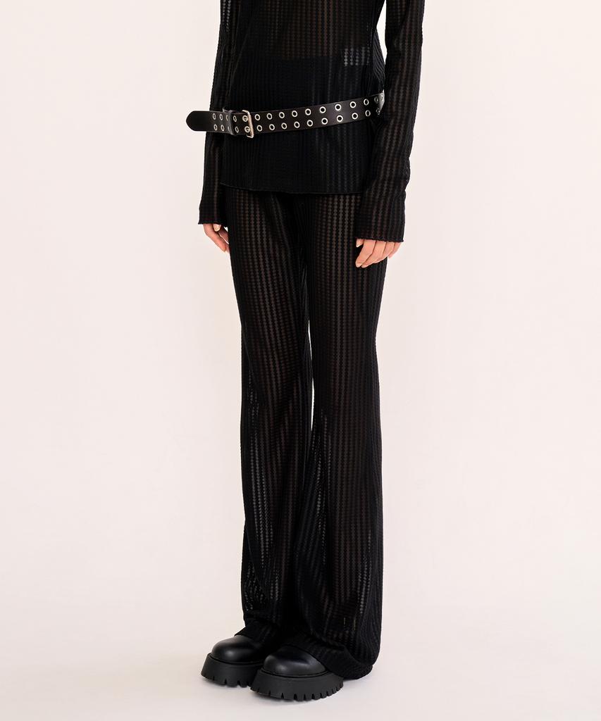 FANYOUNG See-Through Bootcut Leggings Black