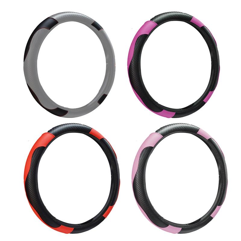 37-38cm Car Steering Wheel Cover PU Leather Non-Slip Breathable Steering Covers For Travel Camper Truck RV SUV Car Interior