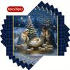 4/6pcs Festive Christmas Placemats - 12x18 Inch, Polyester, Hand Wash Only, Rectangular Table Mats with Starry Night Scene, Ideal for Holiday Dining a