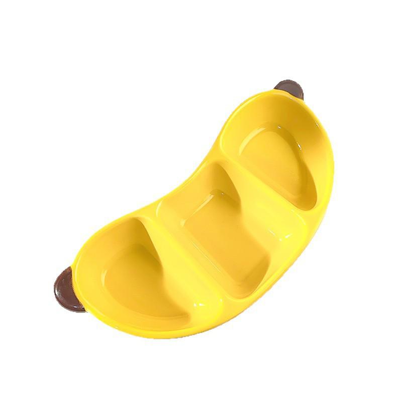 Elegant Ceramic Fruit and Vegetable Compartment Bowl - Apple & Banana Design