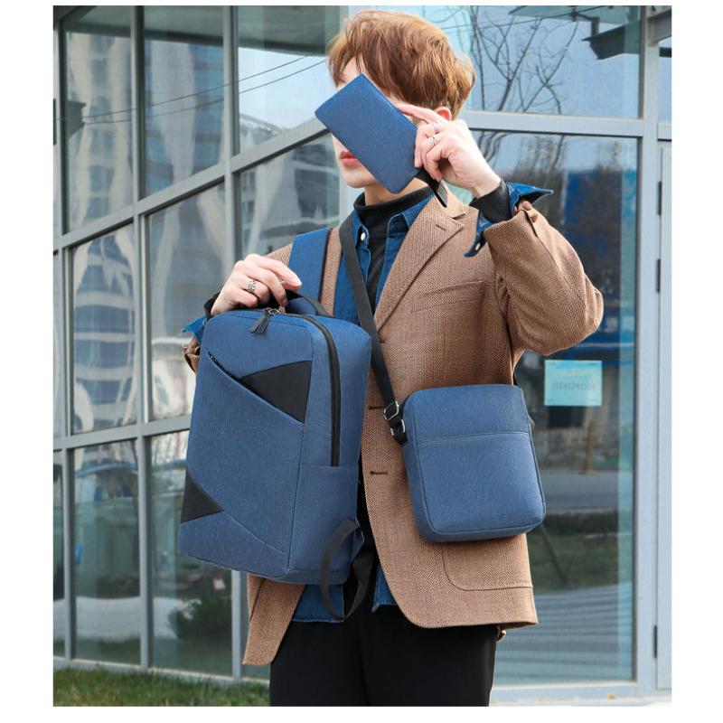 2025 New Fashion Oxford Laptop Bag Business Commuting Out Going Backpacks Leisure Men’s Travel Three-piece Set Knapsack