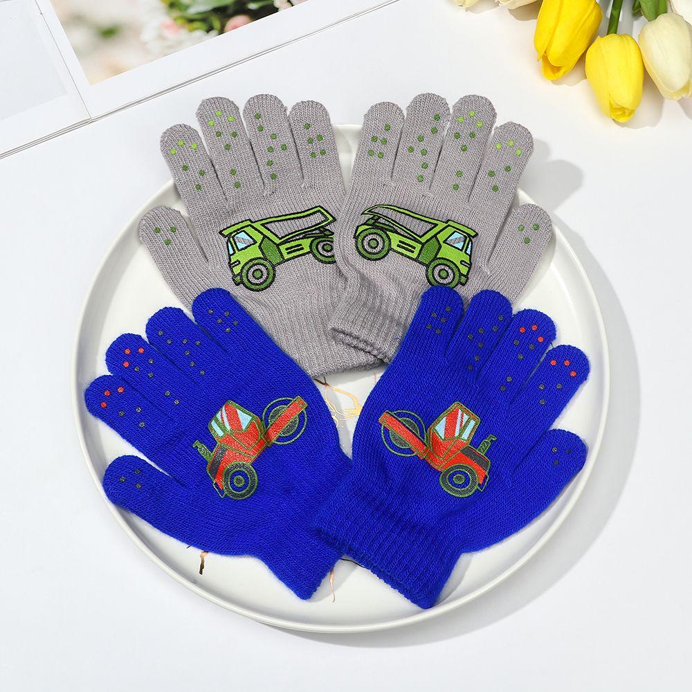 Winter Non-slip Soft Knitted Mittens Thick Warm Kids Gloves Cute Cartoon