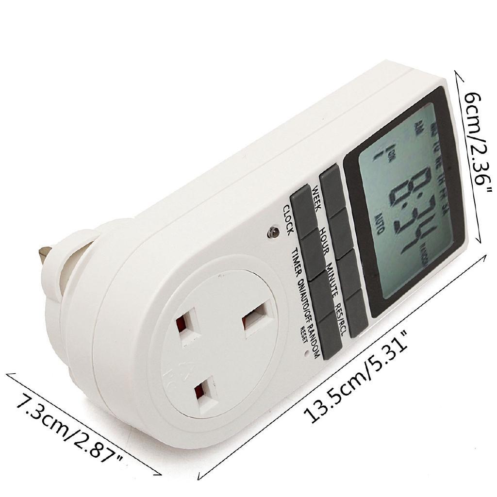12/24 Hours White Digital LCD Display Plug-in Programmable Timer Switch Socket 7 Day ABS New