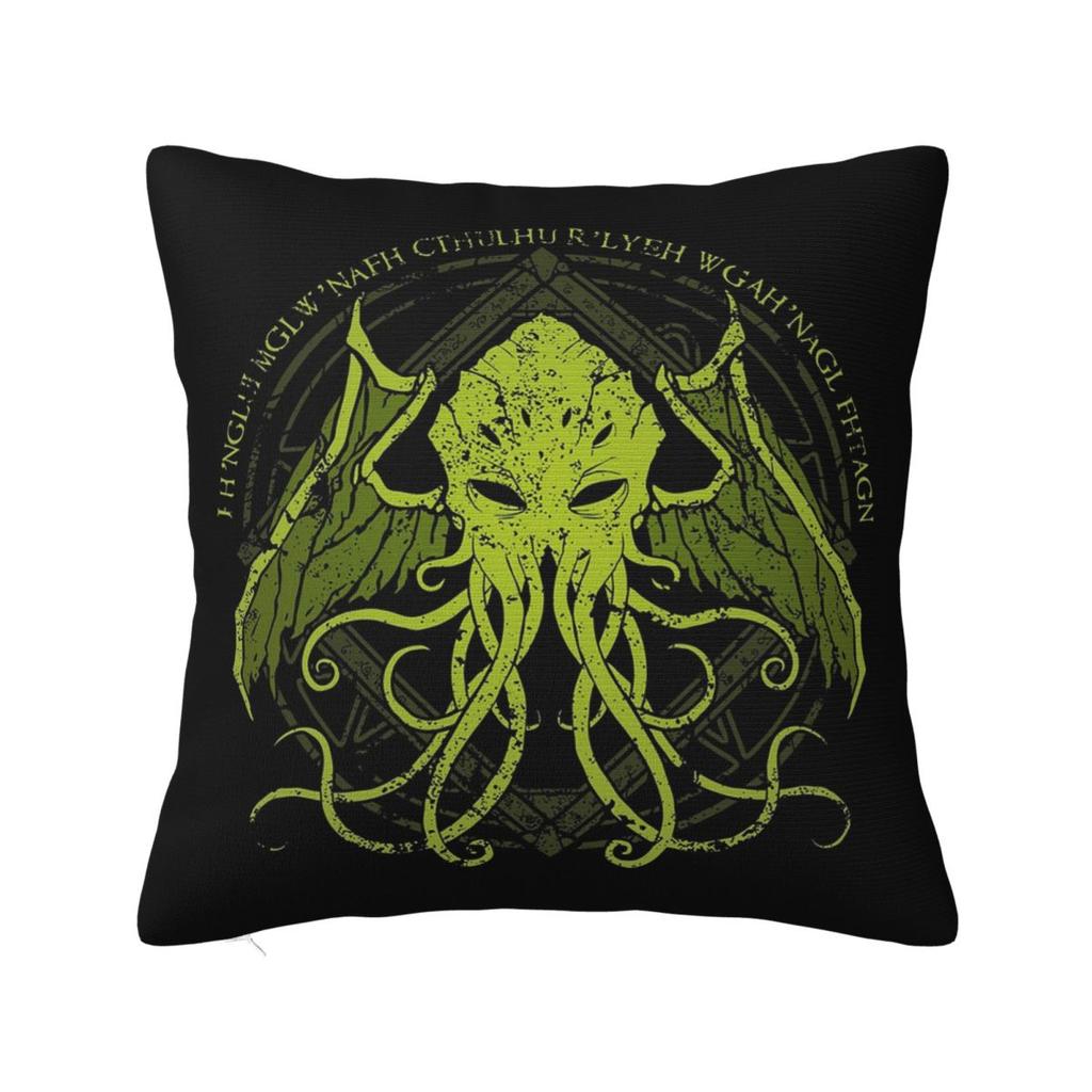 Cthulhu Lovecraft Distressed Chant Design V Square Pillowcase Pillow Cover Cushion Decor Comfort Throw Pillow for Home Sofa