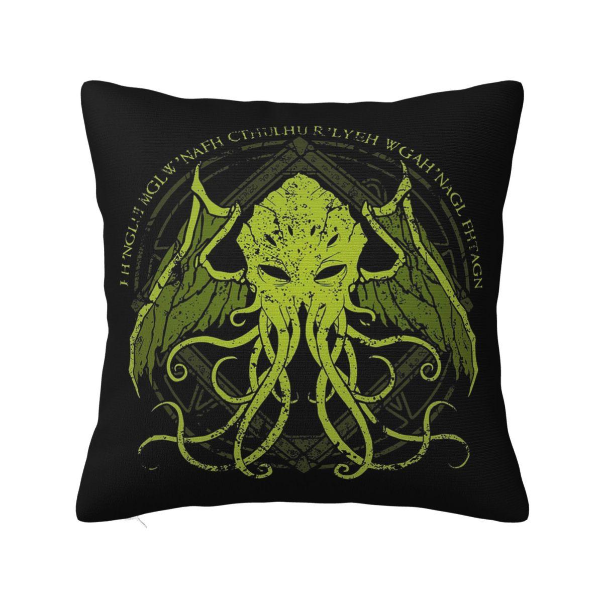 Cthulhu Lovecraft Distressed Chant Design V Square Pillowcase Pillow Cover Cushion Decor Comfort Throw Pillow for Home Sofa 30x30 cm 12x12 in