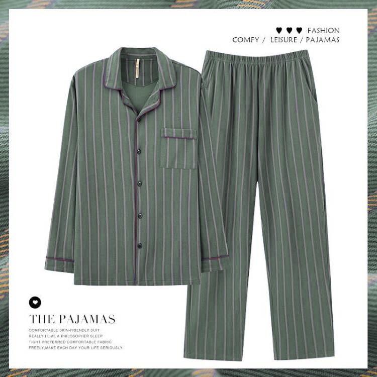 2023 Herren-Schlafanzug aus 100 % Baumwolle mit langen Ärmeln – Frühlings-/Herbststil für Teenager