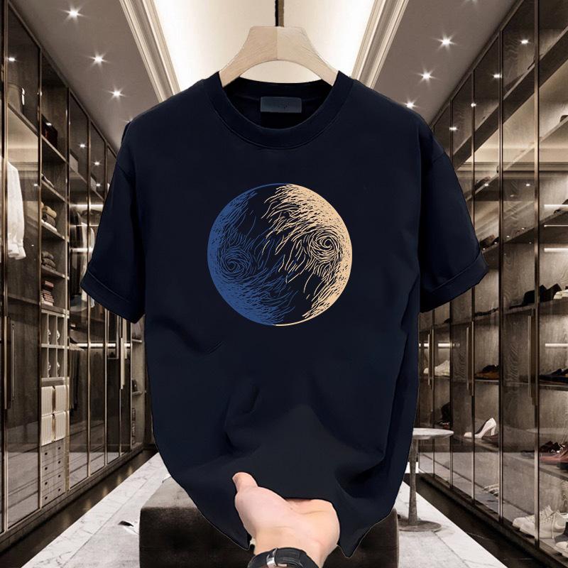 American Trendy Brand Pure Cotton Men'S Printed Short-Sleeved T-Shirt Trendy Men'S And Women'S Versatile Round Neck T-Shirt Men'S