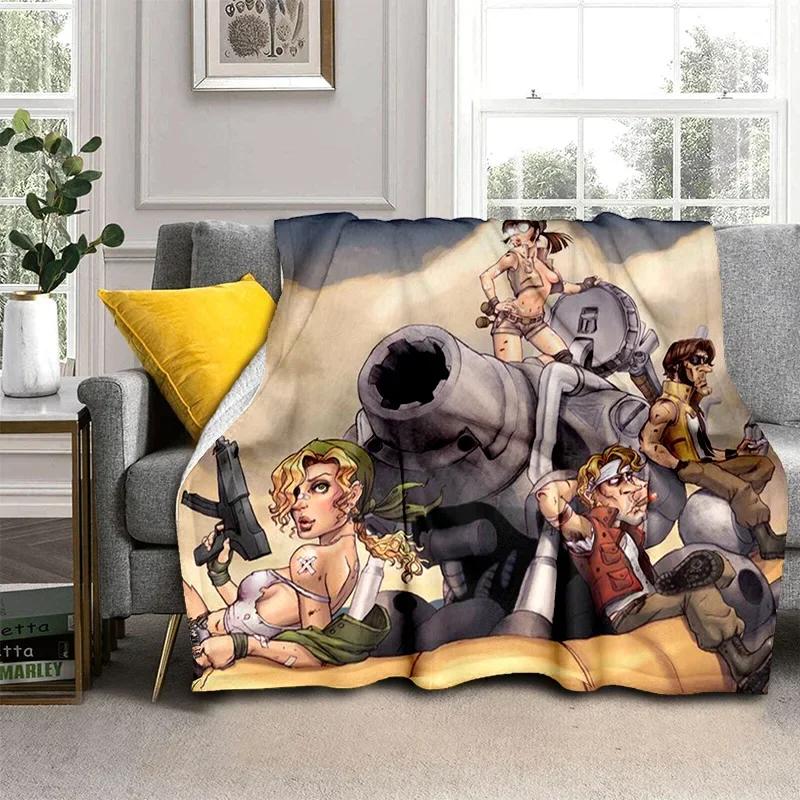 Retro Game Metal Slug Gamer Cartoon Blanket,Soft Throw Blanket for Home Bedroom Bed Sofa Picnic Travel Office Cover Blanket Kids