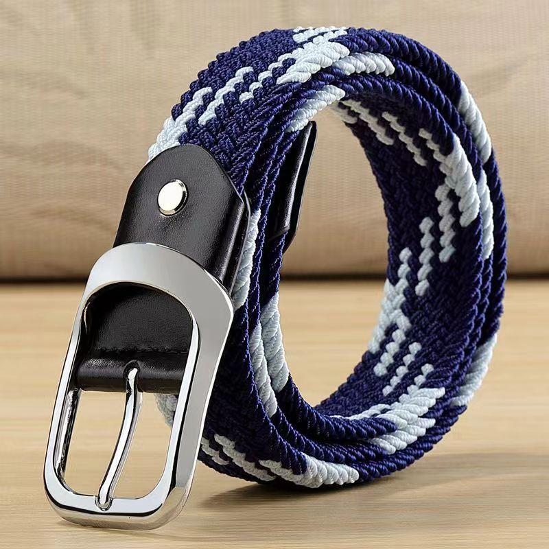 Universal Men'S And Women'S Woven Elastic Canvas Belt, Elastic And Non-Porous, Randomly Interspersed Belt, Breathable And Comfortable Belt