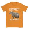Respect The Capybara Men's T Shirts Funny Tee Shirt Short Sleeve Crewneck T-Shirts 100% Cotton 6XL Clothing