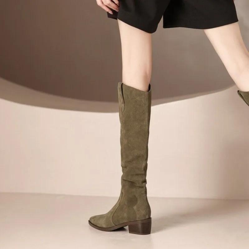 Fashion Ladies Knee High Shaft Shoes New In Trend 2025 Spring Autumn Women's Long Boots Demi-season Hot Y2k On Promotion Pu Goth Gyaru
