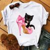 Pink High Heels Flowers Bag Print T Shirt Women Trendy Hipster Harajuk Kawaii Short Sleeves Tops Tee Shirt Femme Clothes