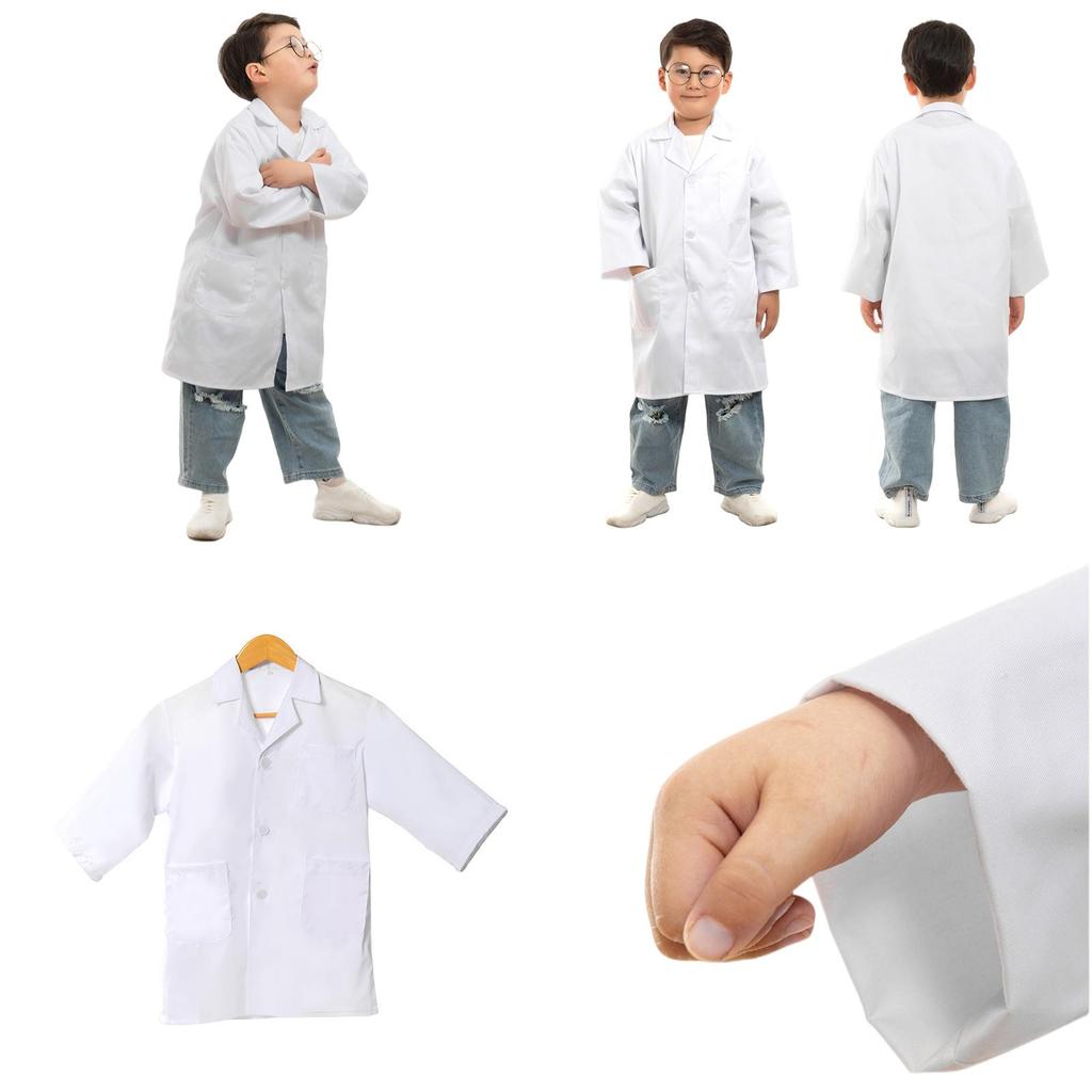 Camice da Laboratorio Bianco per Bambini Traspirante e Confortevole Perfetto per la Scuola o il Gioco