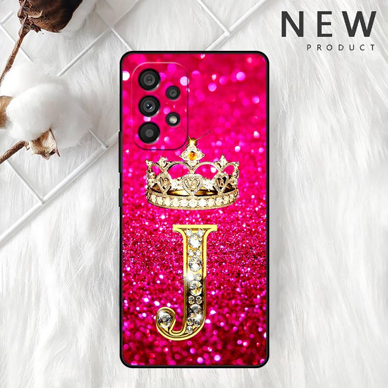 Pink Diamonds Letter Case For Samsung Galaxy A54 A52 A14 5G A53 A12 A13 A71 A23 A34 A33 A21s Phone Cover