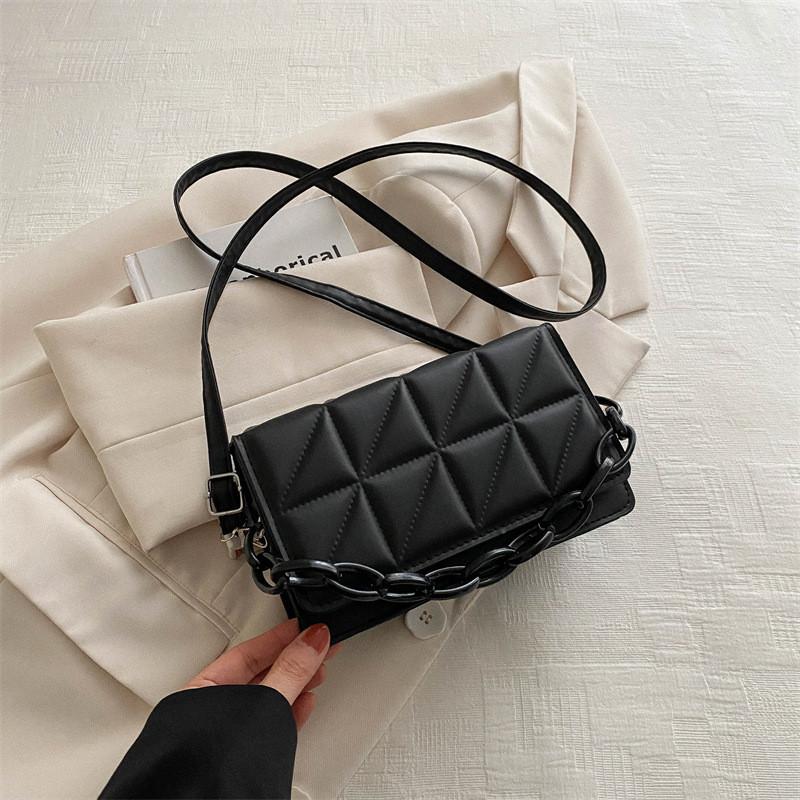 Chic Small Square Bag For Women In Black Khaki Orange Green White Brown чёрный