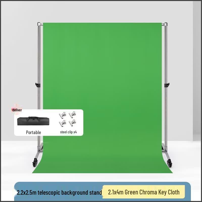 Miaotu Stainless Steel Pulley Lift Background Stand Kit with Green Screen