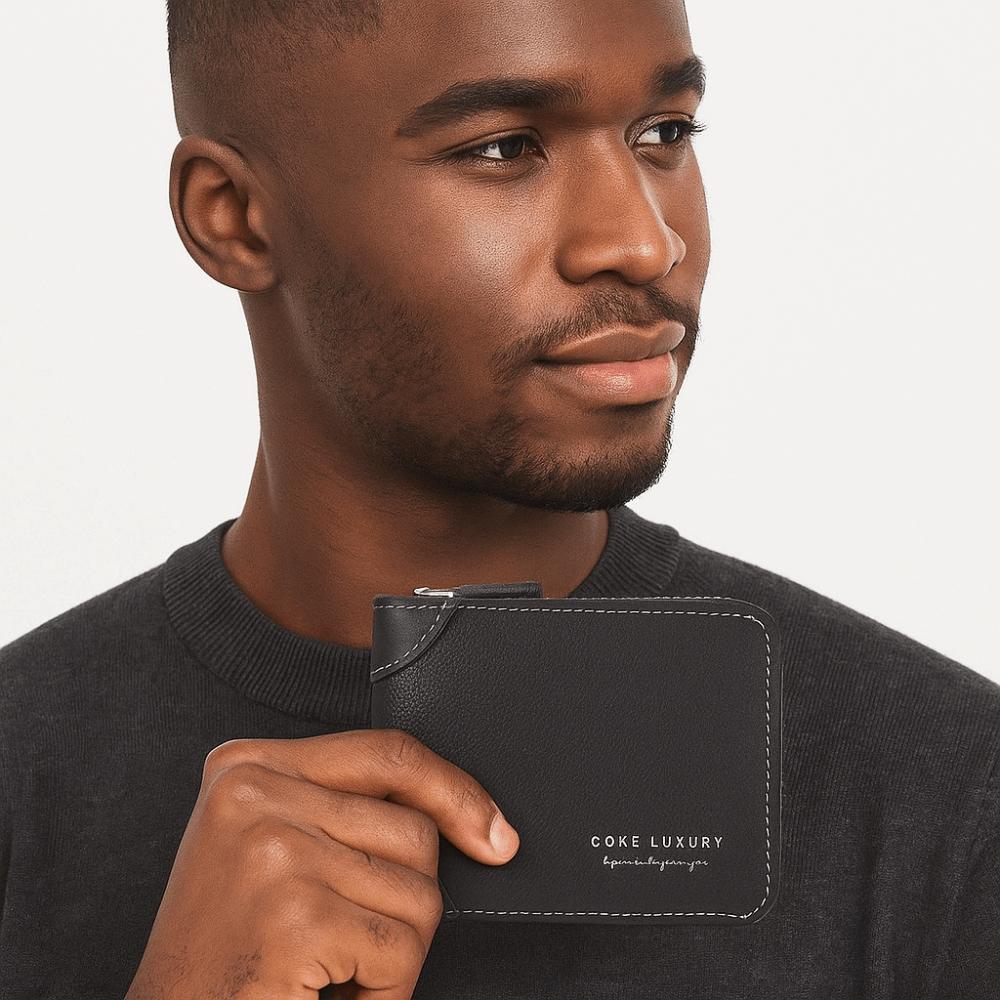 Solid Color Men's Wallet PU Leather Coin Purse Card Bag Business Card Holder  Daily