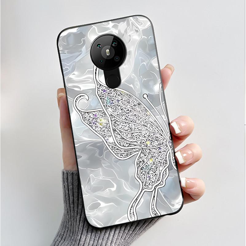 Printing Pattern Case For Nokia 5.3/Nokia 5.4/Nokia 3.4 Coque Soft Silicone Black Shell Cover Cute Flower Cartoon Casing Fundas