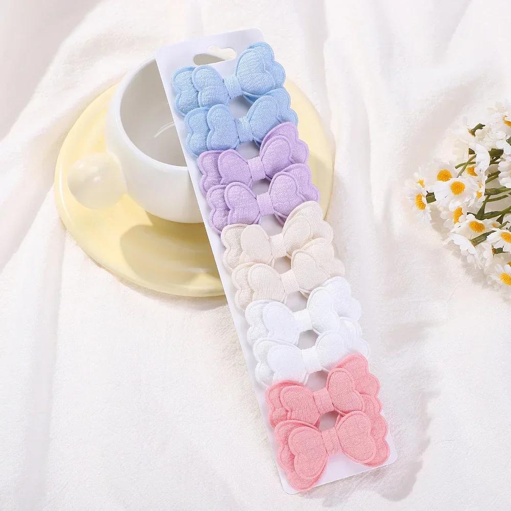 

Набор цветных заколок для волос для девочек, 10 шт./набор, двухслойные бантики, заколки для челки, хлопок, безопасные детские аксессуары для волос, подарки