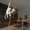 Bymaocar White Vintage Resin Monkey Pendant Light, Vintage 8.2ft Long Hemp Rope Pendant Lamp Lighting Fixture E27 for Bar / Cafe