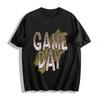 Game Day Leopard Print Baseball Graphic Tee Casual Game Day Top Pure Cotton T-shirt