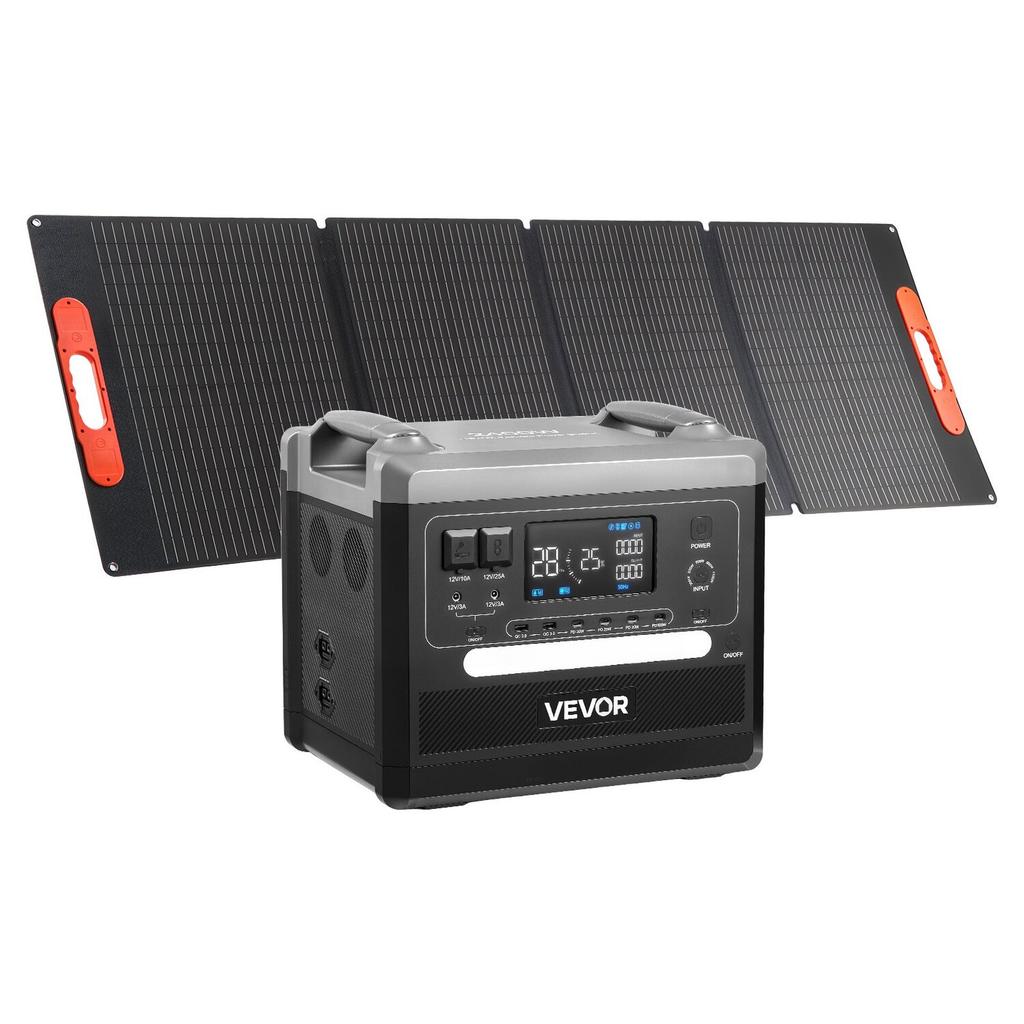 Portable Power Station, 2400W Portable Solar Generator with 200W Foldable Solar Panel, 2160Wh Expandable LiFePO4 Battery Backup with 10 Output Ports &