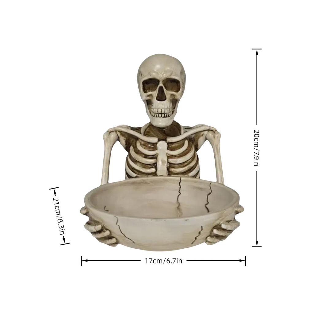 Creative Head Skull Personality Fruit Plate Halloween Party Home Multipropose Storage Display Stand Entrance Key Storage Tray