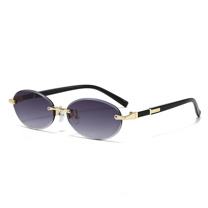 Special For Trendy Frameless Trimmed Oval Sunglasses Personalized Sunglasses Hip Hop 6008-2