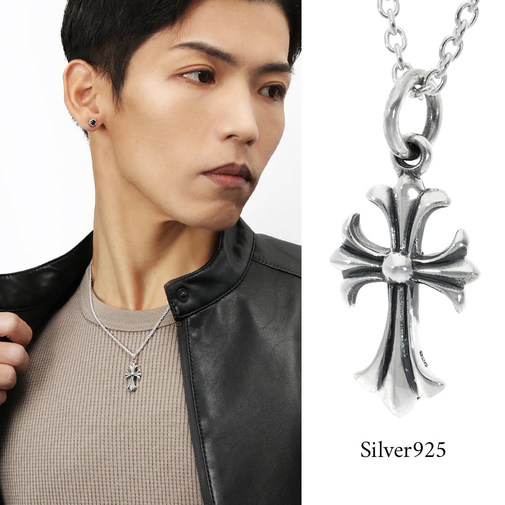 Gin no Cross Pendant No Silver Lily [Shinjuku Kura] Pendant, Flare, Reversible, Top, Chain, 925, Cross,