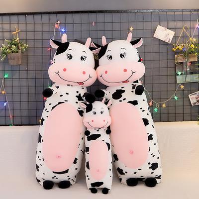 Non-Toxic Lovely Creative Milk Cow Plush Pillow Soft Stuffed Cartoon Animal Cattle Doll Bedroom Sleeping Pillow Cushion Gift Kids Toy