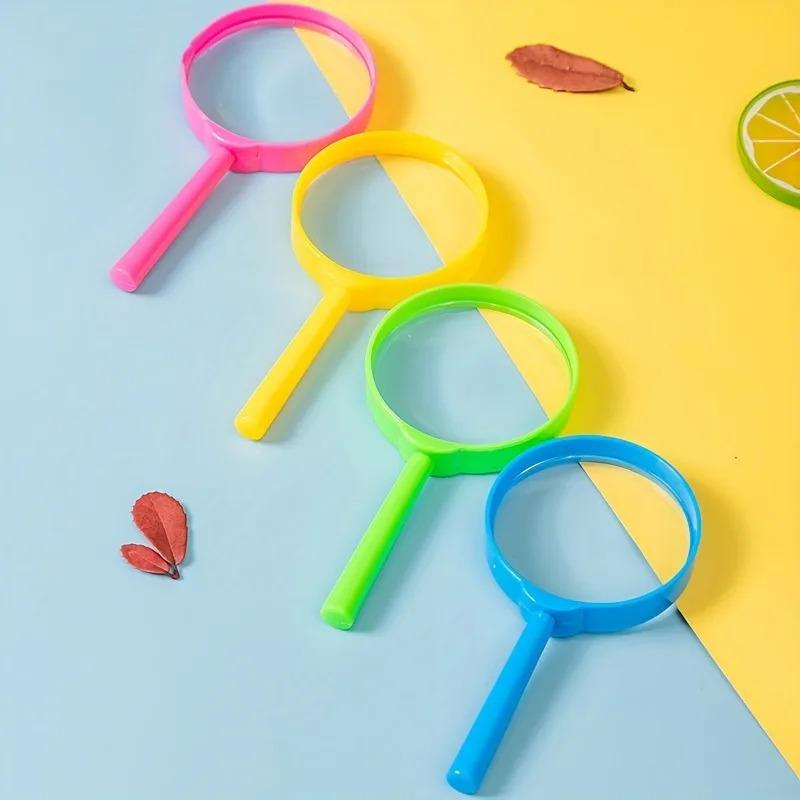 1PC Mini Color Handheld Children Elderly Reading Puzzle Magnifying Glass Plastic Handle with Lens Magnifying Glass