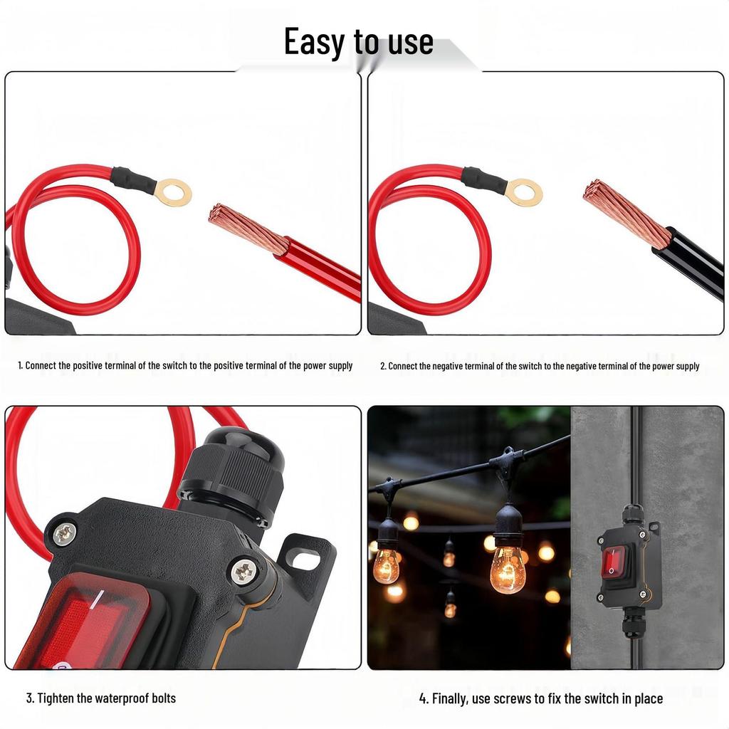 30A High Power IP67 Waterproof Car Modification Switch with Leakproof Box and Electric Wire