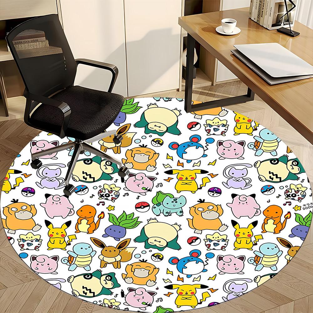 1pc Pokemon Chair Carpet for Office Non Slip, Machine Washable Rug for Office, Room Holiday Decor for Christmas, Birthday Polyester