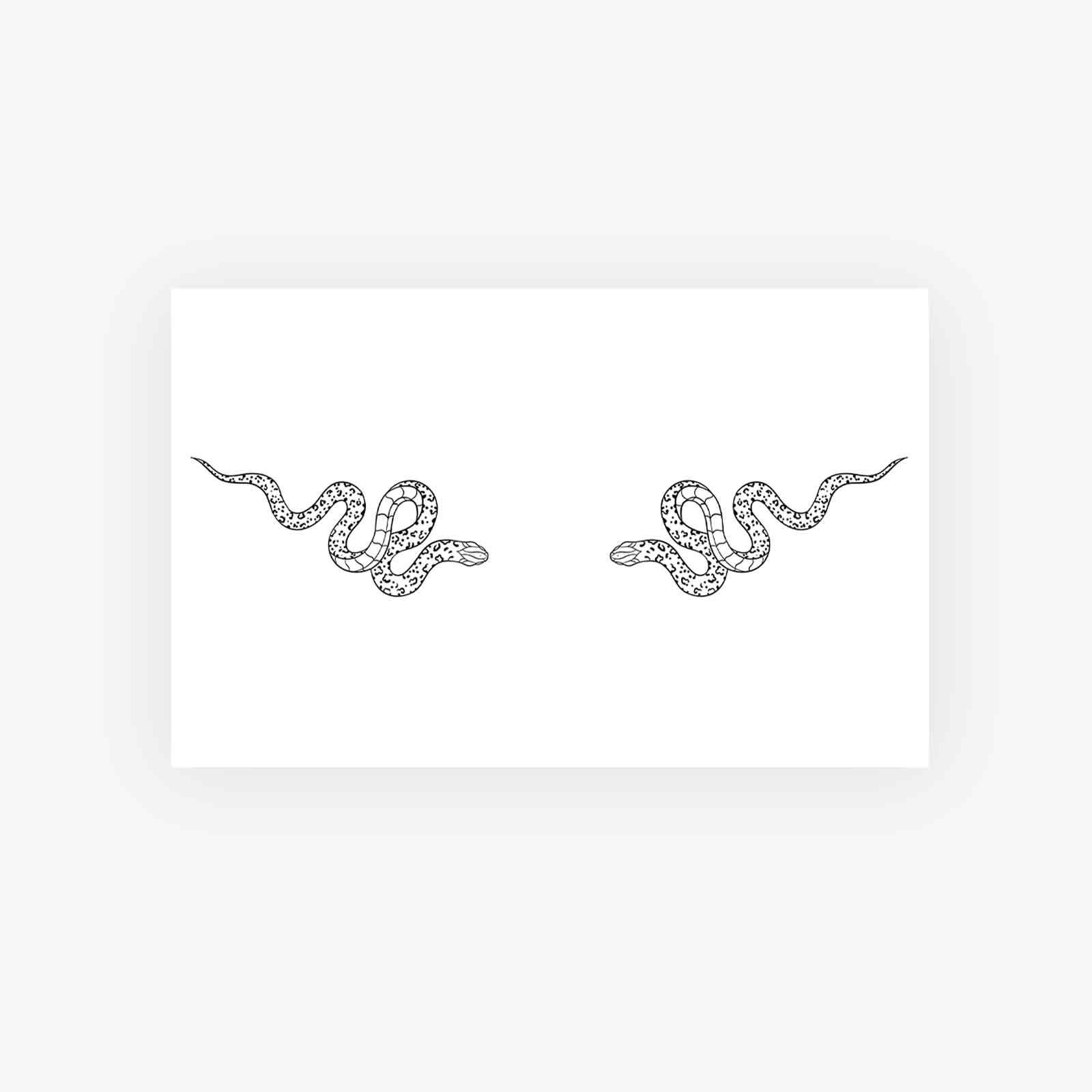 Wind Personality Dark Domineering Tide Cool Babes Double Snake Collarbone Tattoo Sticker 19*12