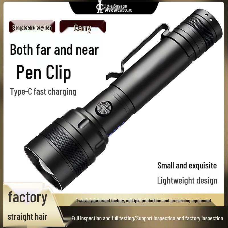 Rechargeable LED Outdoor Flashlight with Telescopic Zoom and Multifunctional Long-Range Emergency Lighting