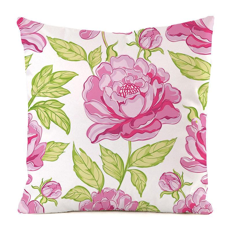 Nordic tropical style flowers Digital printing short plush pillow covers for car sofa office cushion cover home goods