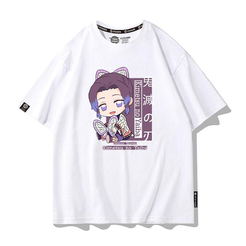 Summer Cartoon Ghost Killing Blade Summer Anime Cotton Cartoon Printing New Unisexs and Womens Casual Round Neck Short Sleeve