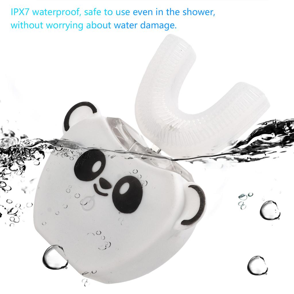Kids Electric Silicone Toothbrush U Shaped Rechargeable 360 Degree Oral Cleaning IPX7 Water Resistant