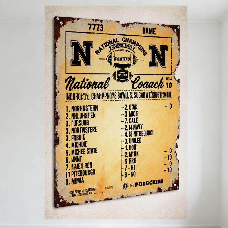 Винтажная 7773 Дама Национальные Чемпионы Big Ten Conference Футбольная Команда Рейтинг Потертый Металлический Жестяной Знак Ретро Спортивные Сувениры 20x30cm（7.8x11.8inch）
