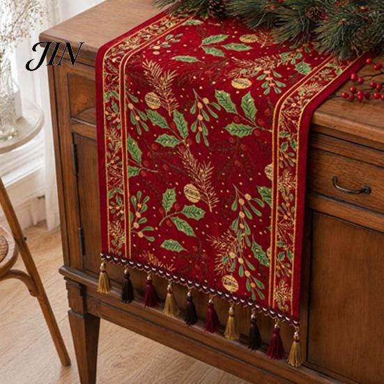 Spill Proof Table Runner Christmas Runner, Durable Decorative Stitching Decoration, Protects from Hot Pans Scratch for Dining Room Kitchen Wedding