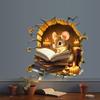Cozy Cartoon Mouse Reading Book by Candlelight At Mouse Hole Toilet Wall Sticker Self-Adhesive Bathroom Home Decor Art Wholesale