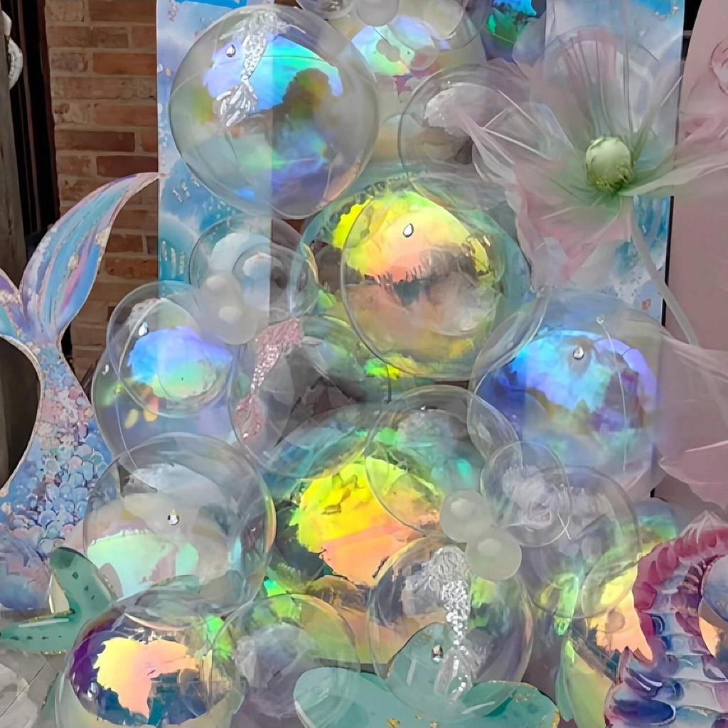 10in/22in/32in Rainbow Colorful 4D Holographic Balloon 4D Aluminum Foil Balloon Mermaid Rainbow Party Sparkling Party Decoration