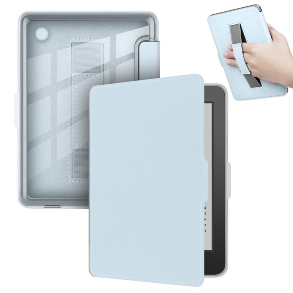 6 inch Case Auto Wake/Sleep with Hand Strap Protective Shell Leather Clear Back e-Reader Cover for KOBO Clara Color/2E/BW