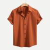 Camicia da Uomo a Maniche Corte con Texture, Bottoni, Polsini Arrotolabili, Casual, Estiva, da Spiaggia
