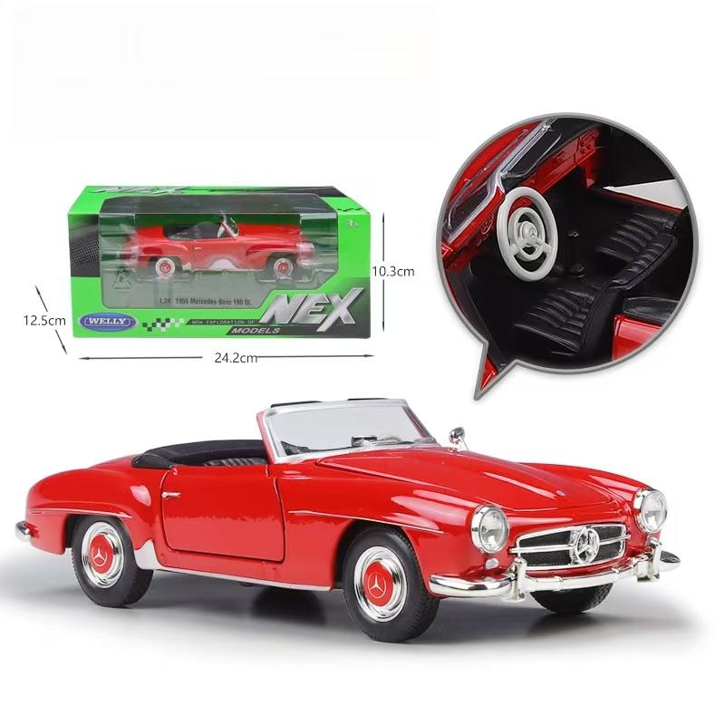 New Product 1/24 Mercedes Benz 190SL Simulation Retro Alloy Car Model Handmade Toy Scene Matching Ornament Gift Collectibles
