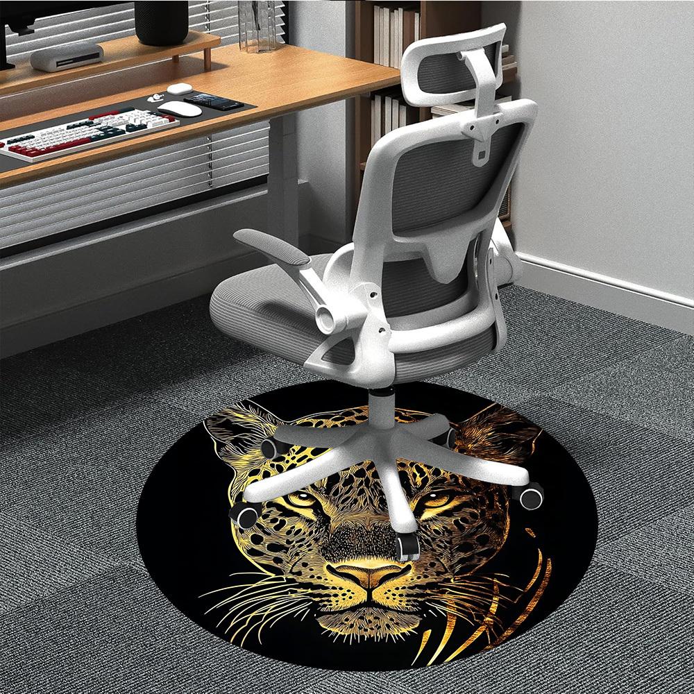 

1pc Leopard Print Office Round Area Rug, Indoor Mat Suitable ForOffice, Under Office Chairs Bedroom Living Room Home Decor T195 80cm by 80cm
