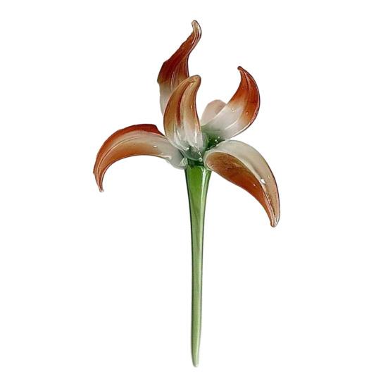 Handmade Glass Flower Decoration with Stem Hand-Blown Mini Floral Plants Figurine Home Living Room Office Table Flower Vase Ornament