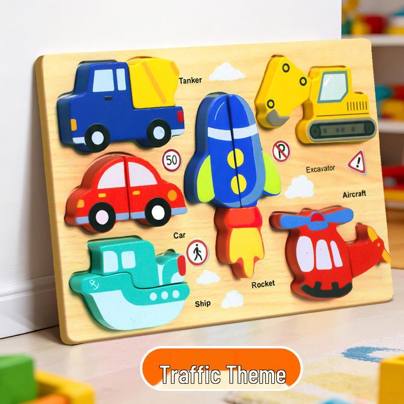 Children s 3D Wooden Animal & Vehicle Educational Puzzle